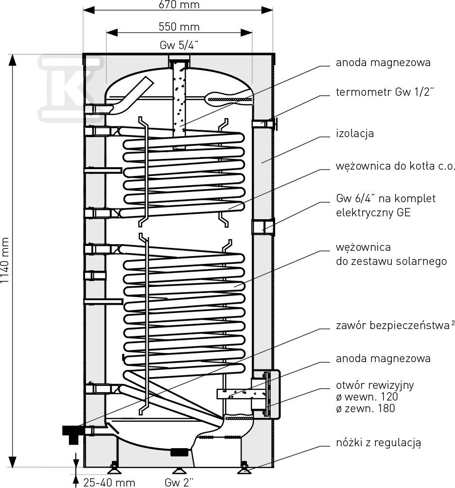 Wymiennik biwalentny 200l SGW(S)B TOWER - 26-209000