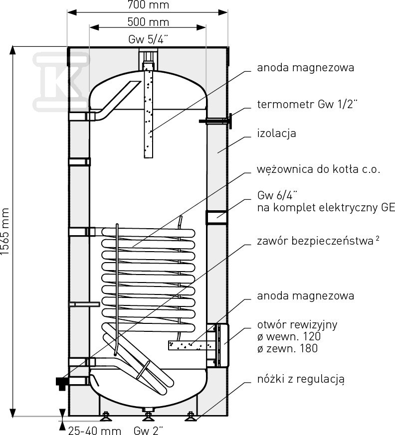 Теплообмінник SGW (S) Tower 250L класу - 26-254600