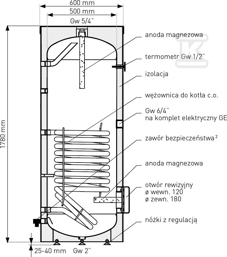 Wymiennik 300L SGW(S) TOWER SLIM, - 26-301000