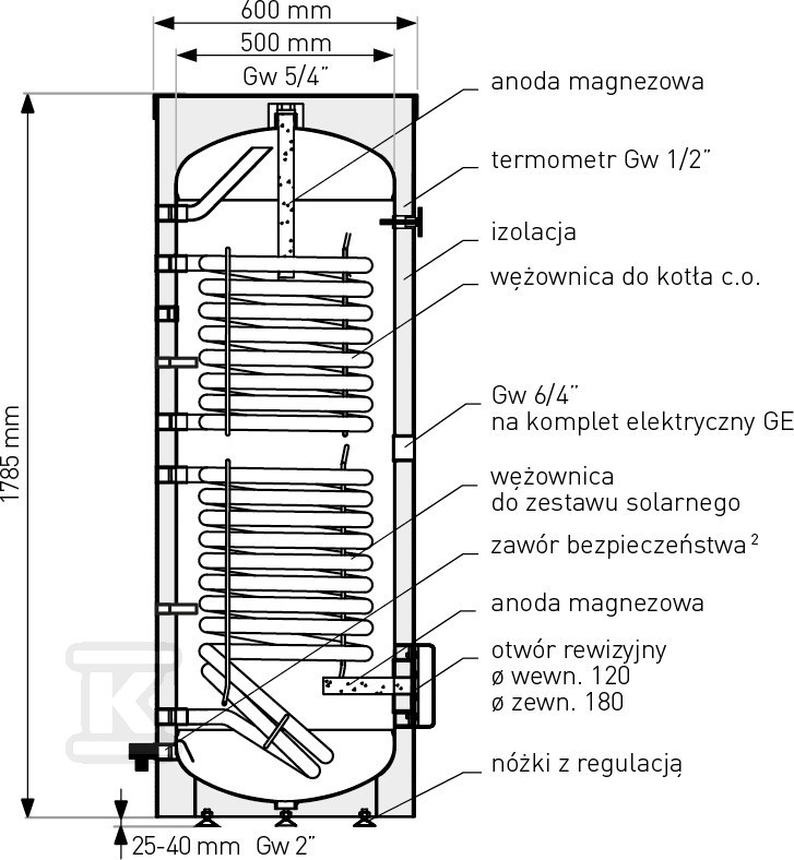 Wymiennik biwalentny 300L SGW(S)B TOWER - 26-302000