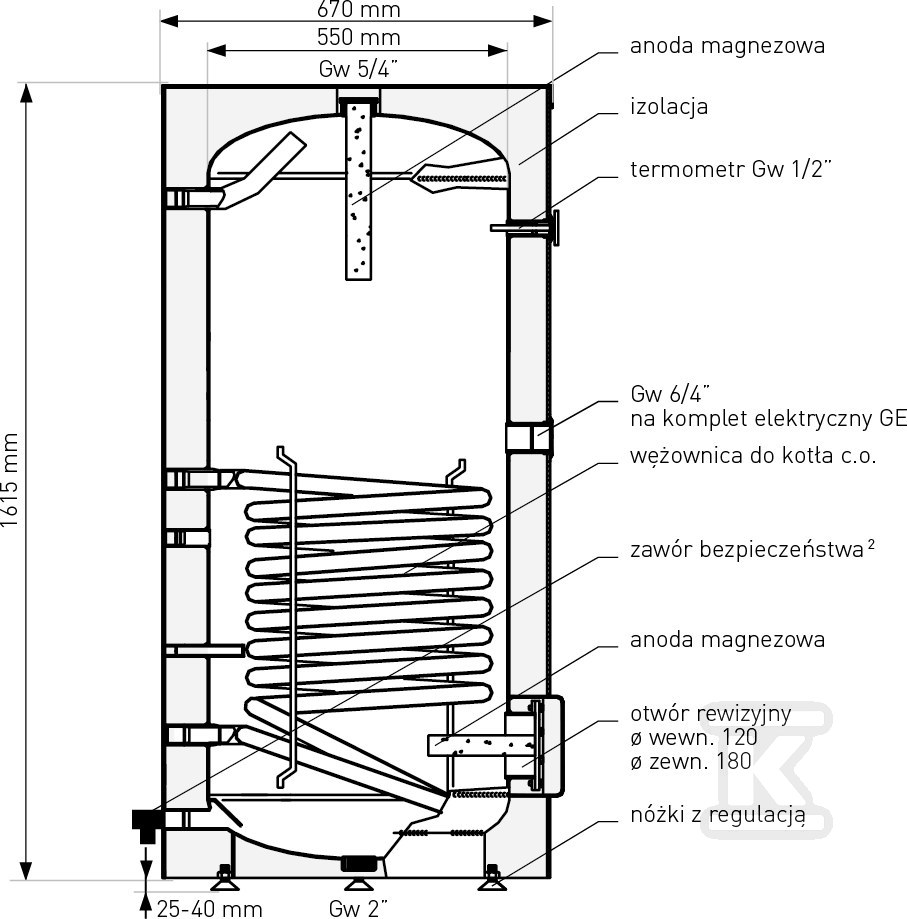 300l SGW(S) TOWER-Wärmetauscher mit - 26-308000N