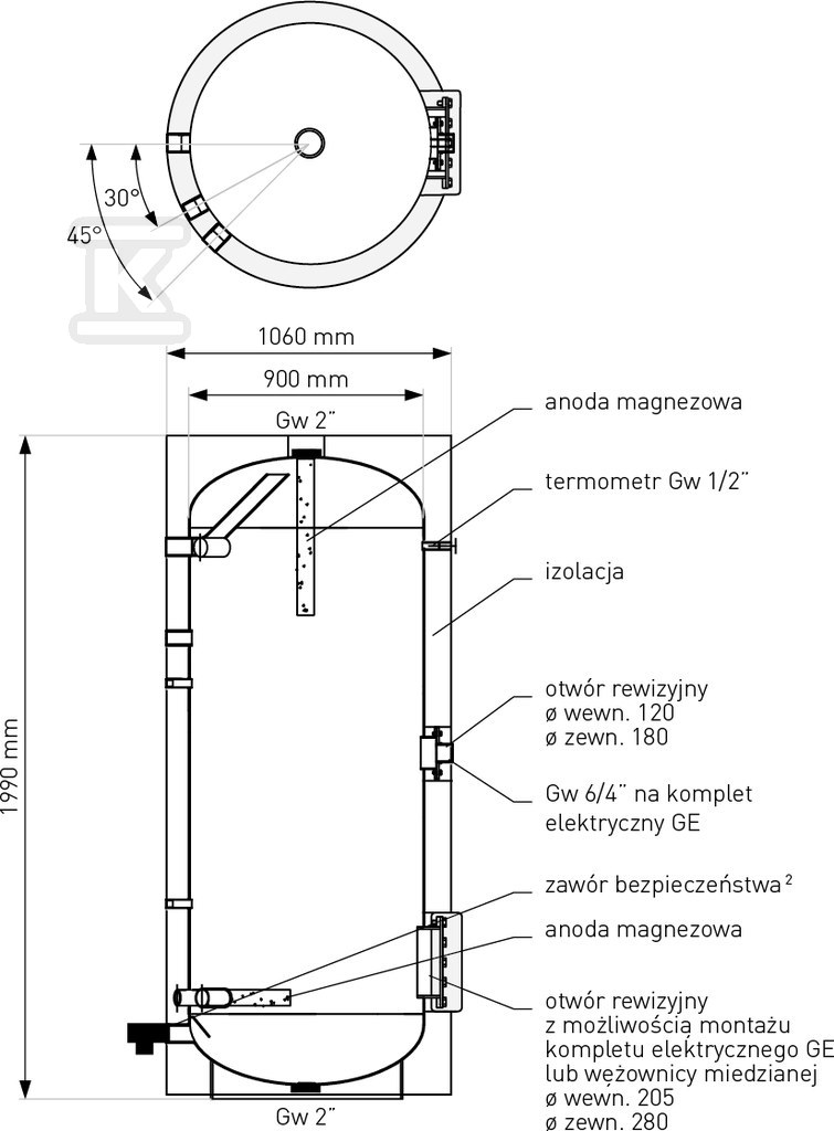 1000L SG(S) Tover Acu 1000 rezervoar, - 34-104600