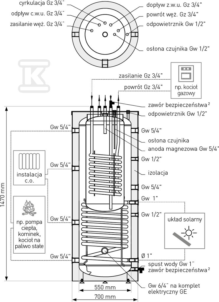 Combined heat accumulation tank SG (K) - 72-302000