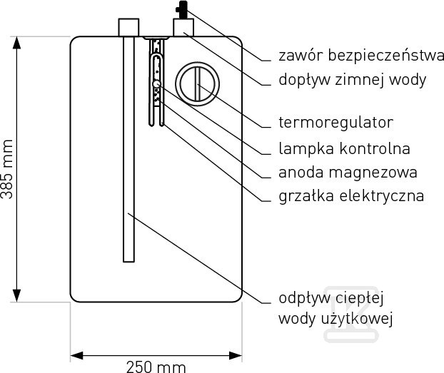 Ogrzewacz wody FOX 5l podumywalkowy, - 01-005070FOX