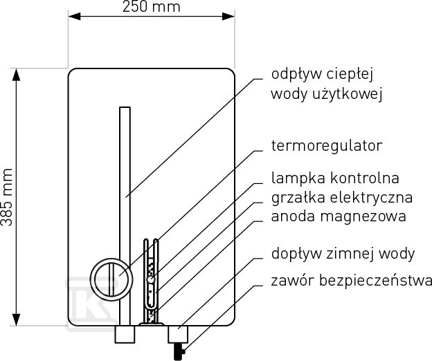 Ogrzewacz wody FOX 5l nadumywalkowy, - 01-005970FOX