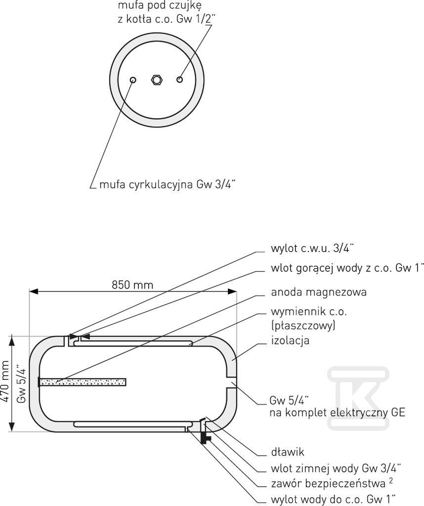 Теплообмінник 80л SGW (L) P двостінний, - 20-084700