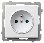 Одинарна розетка з заземленням та перегородками для струмових шин, білий матовий SONATA
