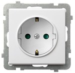 Одинарна розетка з заземленням Schuko з захисними пластинами для каналів струму, матовий білий SONATA