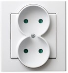 Гніздо подвійне з преслонами токових доріжок, повний комплект з рамкою, білий матовий SONATA