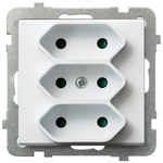 Трійча розетка EURO з перегородками для струмових шин, білий матовий SONATA