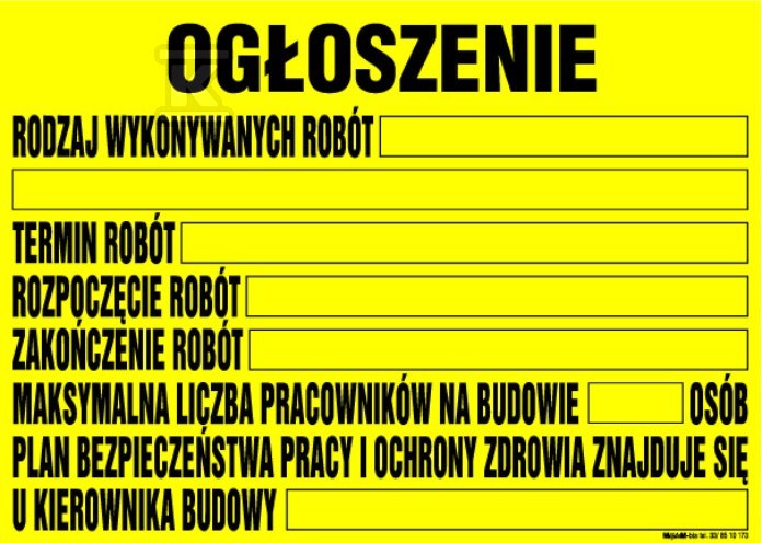 Hirdetőtábla (BIOZ terv) - OGŁOSZENIE