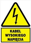 Tablica znak elektryczny ostrzegawczy KABEL WYSOKIEGO NAPIĘCIA