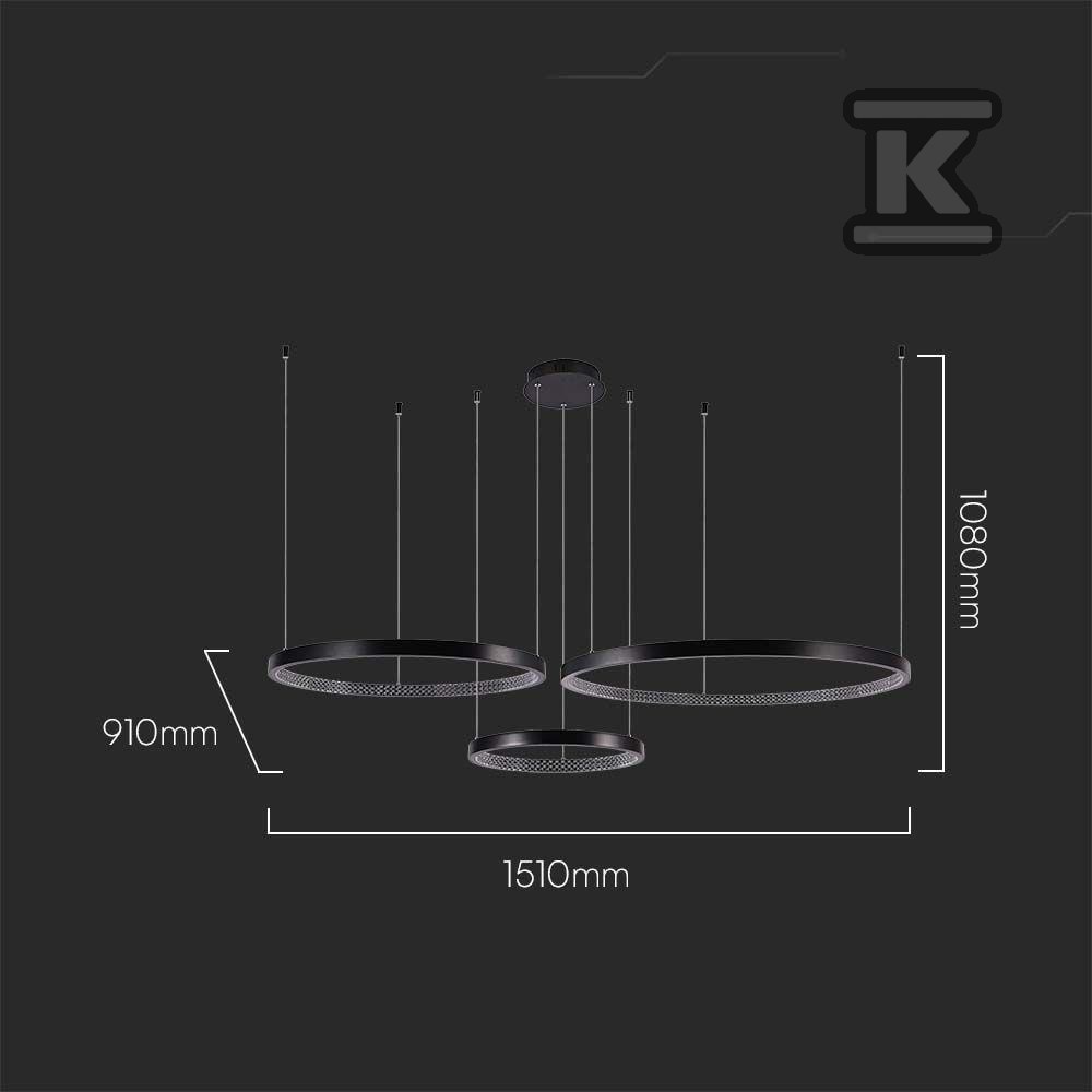 Oprawa zwieszana V-TAC 57W LED czarna - 10054