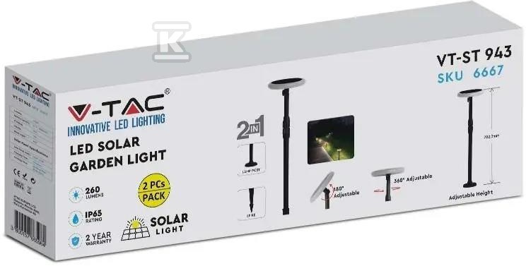 Słupek Ogrodowy V-TAC Solarny LED 3W - 6668