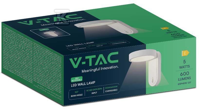 Oprawa ścienna V-TAC 5W kinkiet biały - 10447
