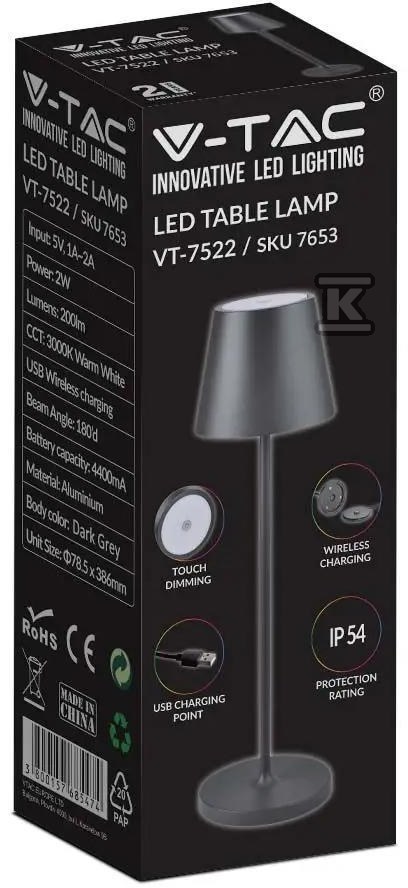 Настільна нічна лампа V-TAC 2W LED - 7653