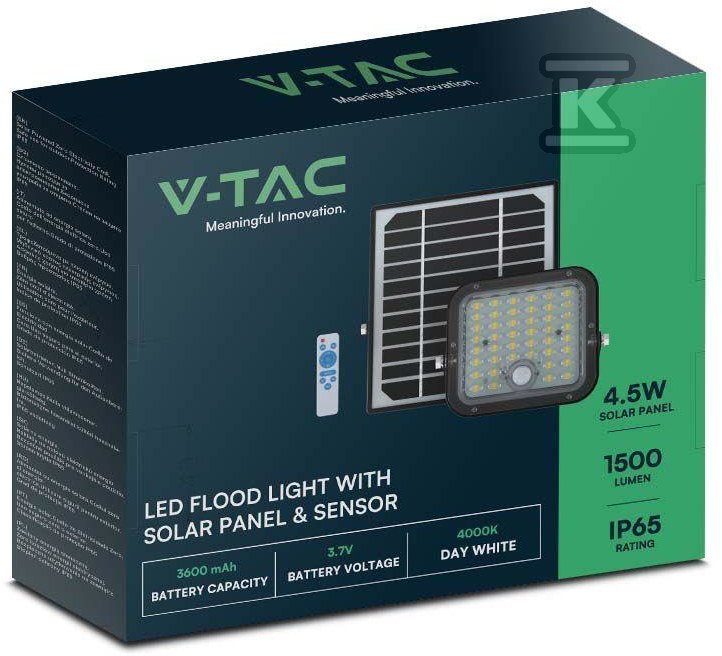Naświetlacz LED solarny V-TAC 10W IP65 - 10313