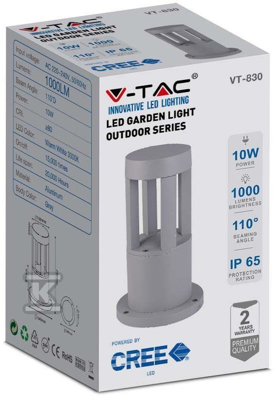 Słupek Ogrodowy V-TAC 10W LED IP65 - 128320