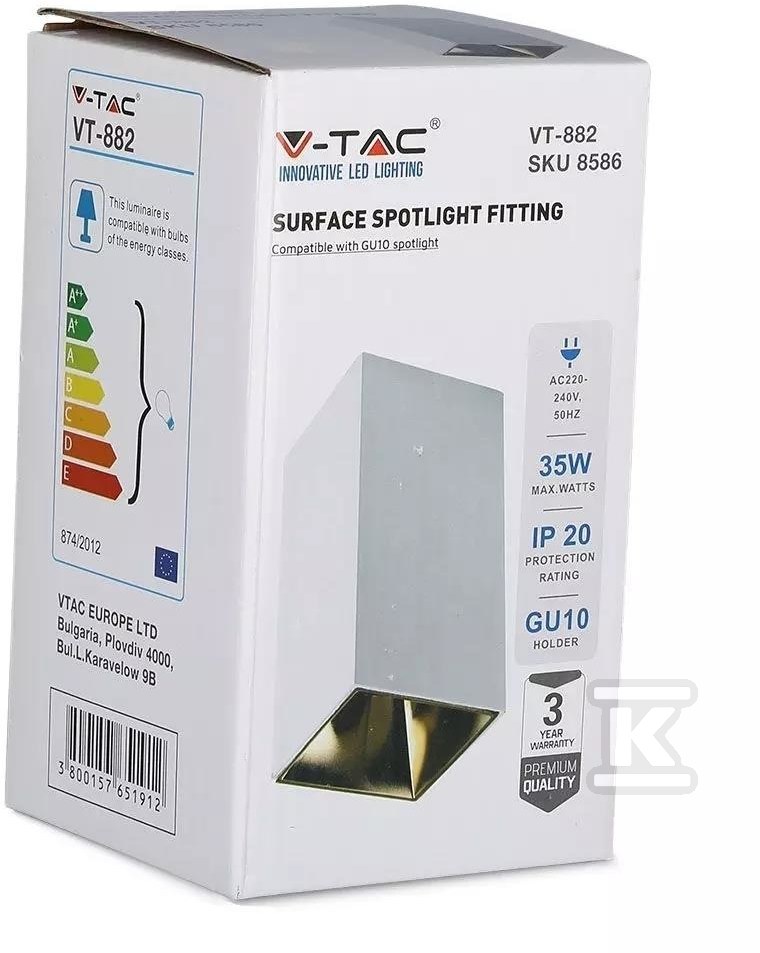 Oprawa Sufitowa V-TAC GU10 Kwadrat - 8586