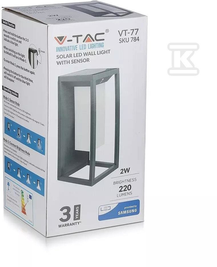 Solarna baštenska zidna lampa V-TAC 2V - 784