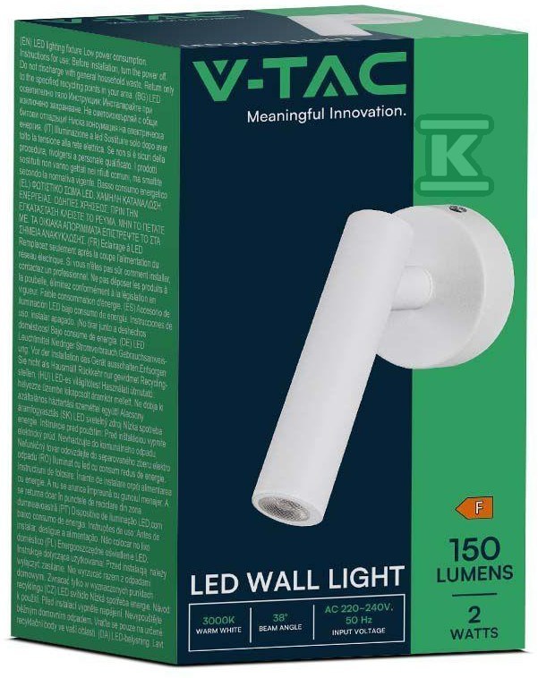 Oprawa LED V-TAC 2W Kinkiet Hotel Łóżko - 10292