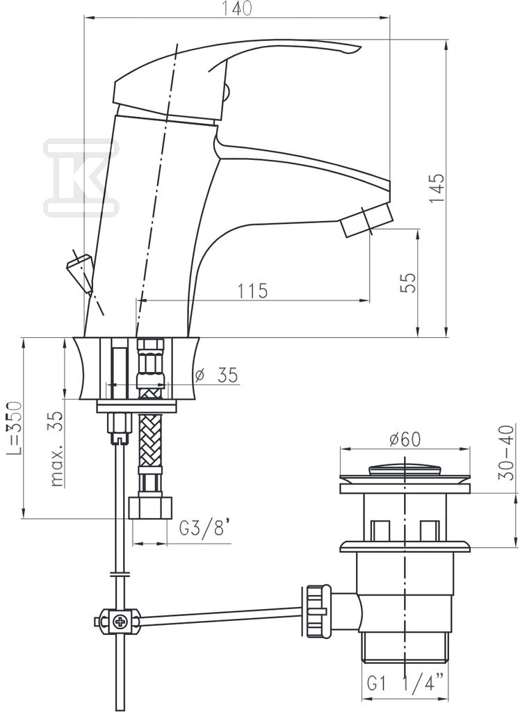 Kuu Stand-Einloch-Waschtischarmatur mit - 2405600