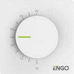 Temperature controller with knob, wired, ENGO ESIMPLE230W, surface-mounted, white, 230V