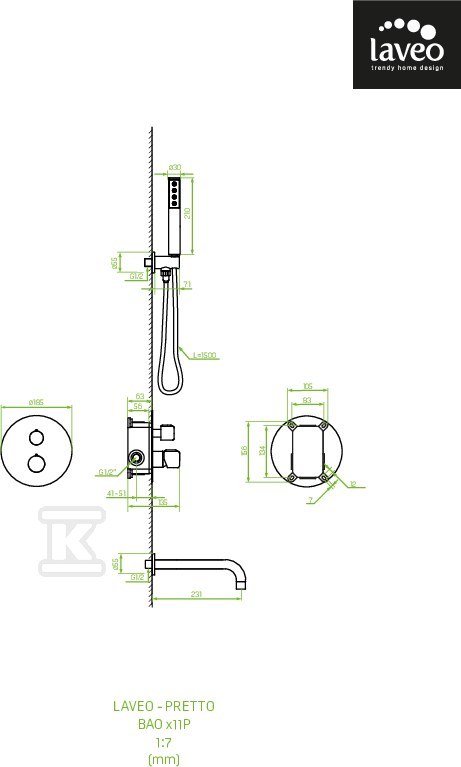 Bateria wannowa PRETTO podtynkowa z - BAO_711P