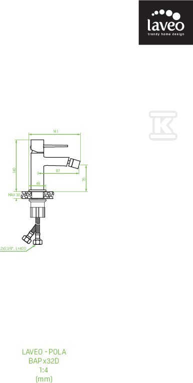 Bateria bidetowa POLA stojąca z korkiem - BAP_032D