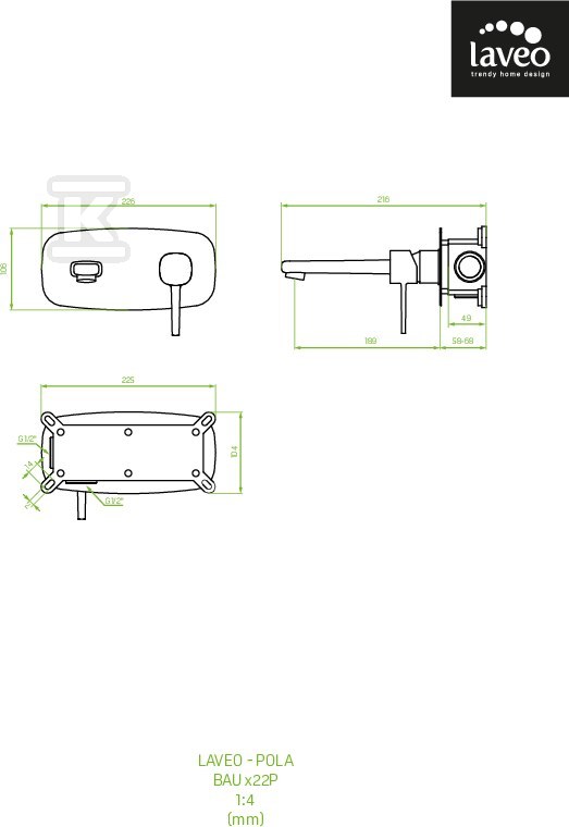 Bateria umywalkowa POLA podtynkowa - BAP_G22P