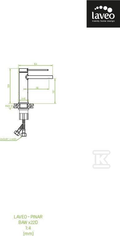 Bateria umywalkowa PINAR stojąca z - BAW_022D