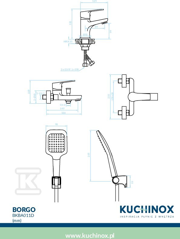 Komplet baterii łazienkowych BORGO - - BKBA011D