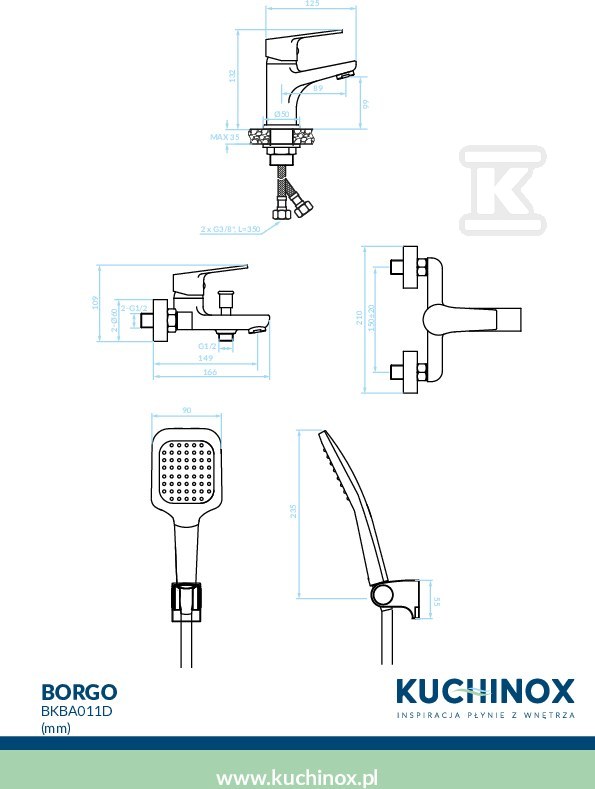 Komplet baterii łazienkowych BORGO - - BKBA041D