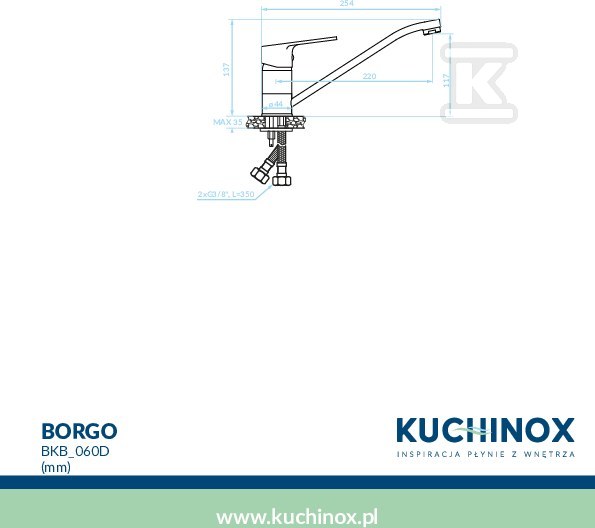 Bateria zlewozmywakowa BORGO stojąca - BKB_060D