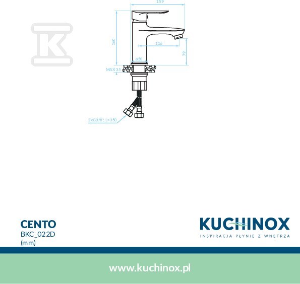 Bateria umywalkowa CENTO stojąca z - BKC_022D