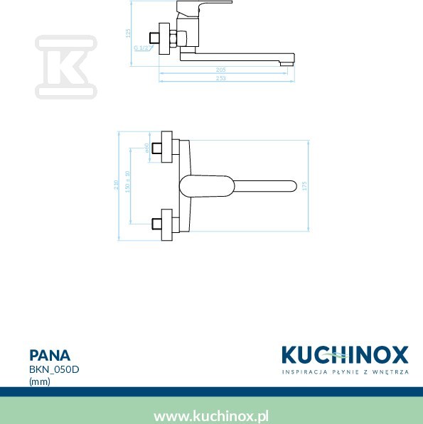 Bateria umywalkowa PANA ścienna - BKN_050D