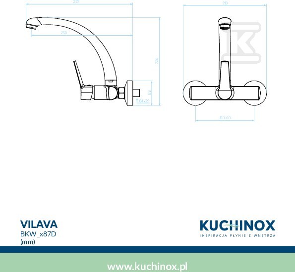 Bateria zlewozmywakowa VILAVA ścienna z - BKW_087D