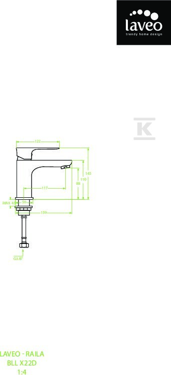 Bateria umywalkowa RAILA stojąca z - BLL_622D