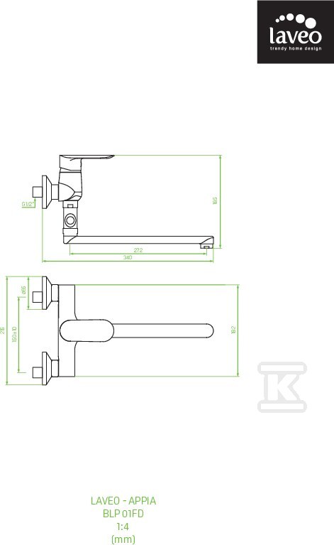 Bateria wannowa APPIA ścienna z ruchomą - BLP_01FD