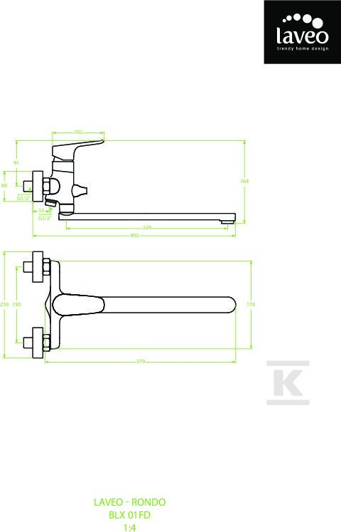 Bateria wannowa RONDO ścienna z ruchomą - BLX_01FD