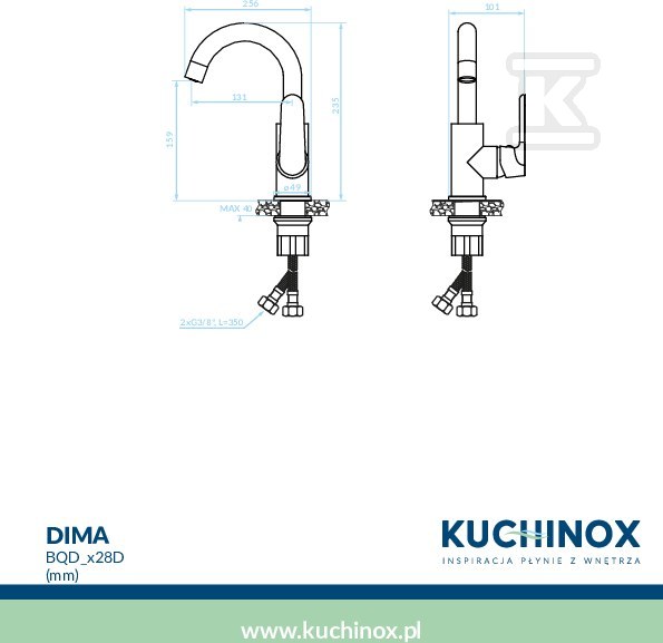 Bateria umywalkowa DIMA stojąca z - BQD_028D