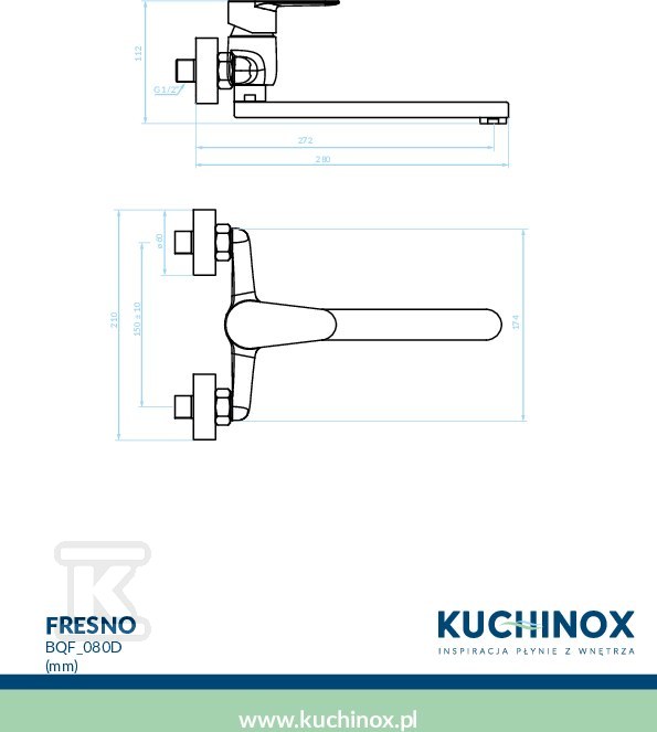 Bateria zlewozmywakowa FRESNO ścienna - BQF_080D