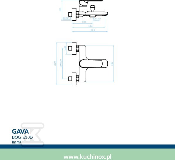 Bateria wannowa GAVA ścienna bez - BQG_010D