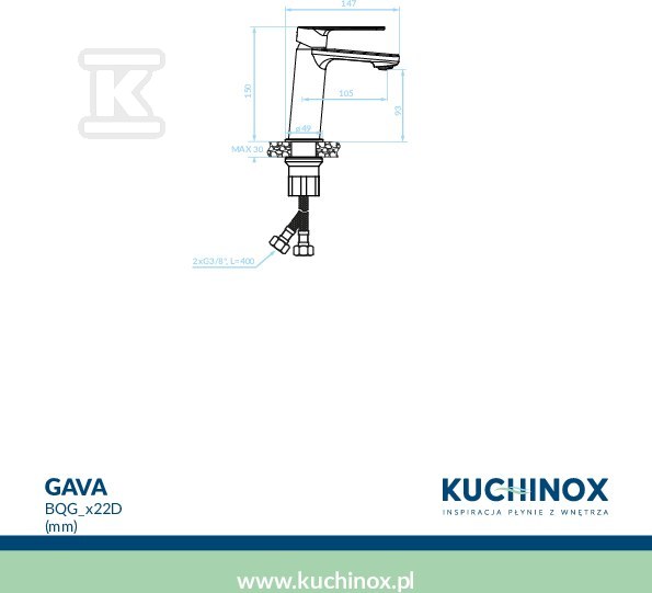 Bateria umywalkowa GAVA stojąca z - BQG_722D