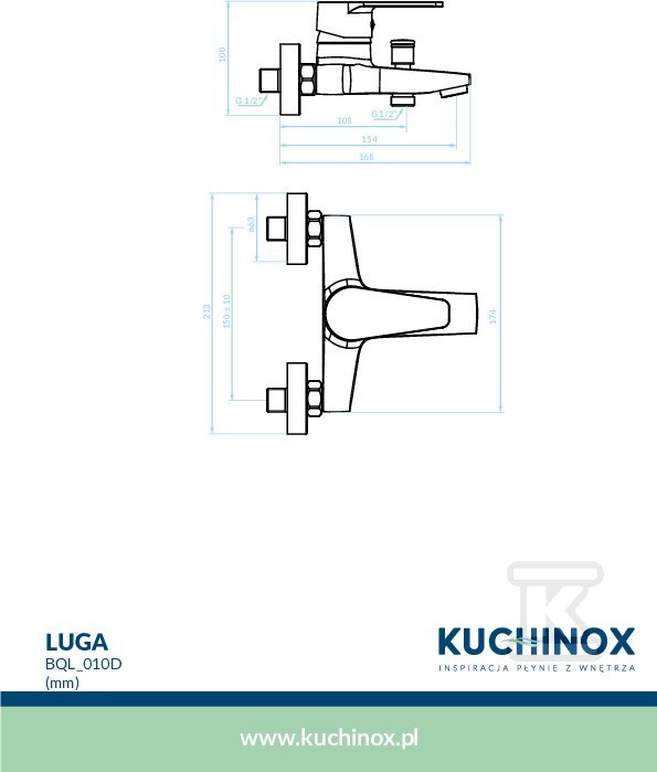 Bateria wannowa LUGA ścienna bez - BQL_010D