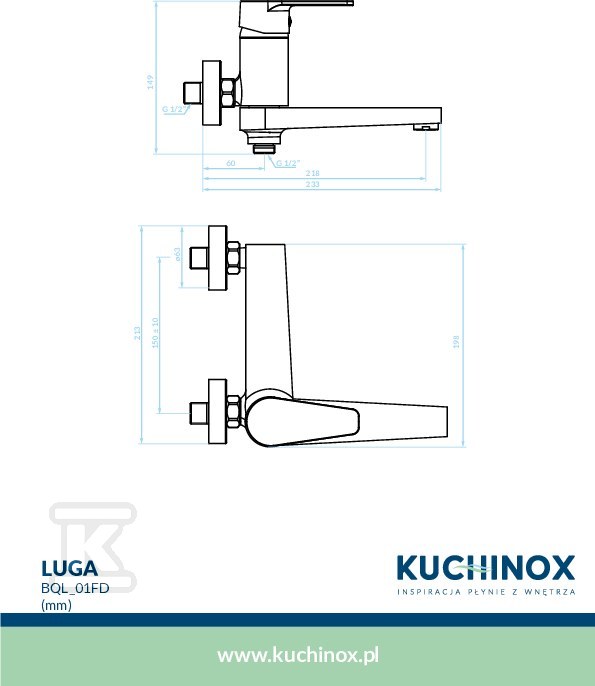 Bateria wannowa LUGA ścienna z ruchomą - BQL_01FD