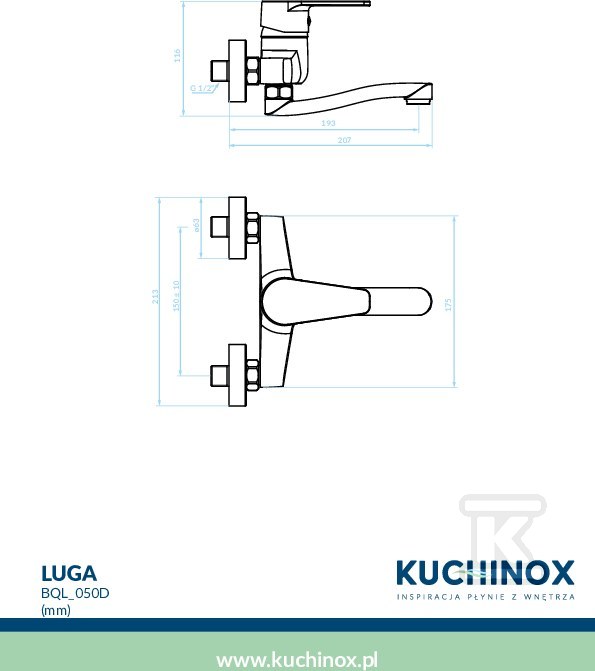 Bateria umywalkowa LUGA ścienna - BQL_050D