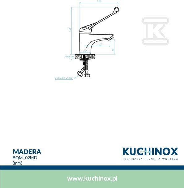 Bateria umywalkowa MADERA z korkiem - BQM_02MD