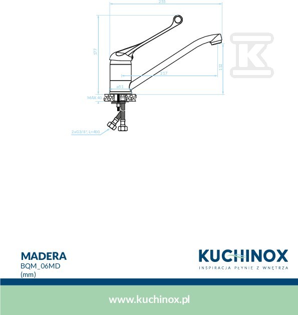 Bateria zlewozmywakowa MADERA stojąca - BQM_06MD