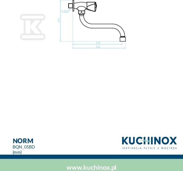 Bateria ścienna NORM na jedną wodę - BQN_05BD